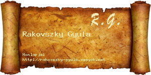 Rakovszky Gyula névjegykártya
